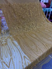 YQOINFKS Embroidery Bridal Beaded Women Sequin Fabric Net Tulle Lace 5 Yards New