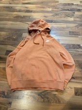 Nike Hoodie Mens M Orange Swoosh Club Fleece Pullover Hoodie Cotton Blend