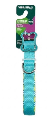 New~Vibrant Life Padded Dog Collar Adjustable Teal Bone Buckle