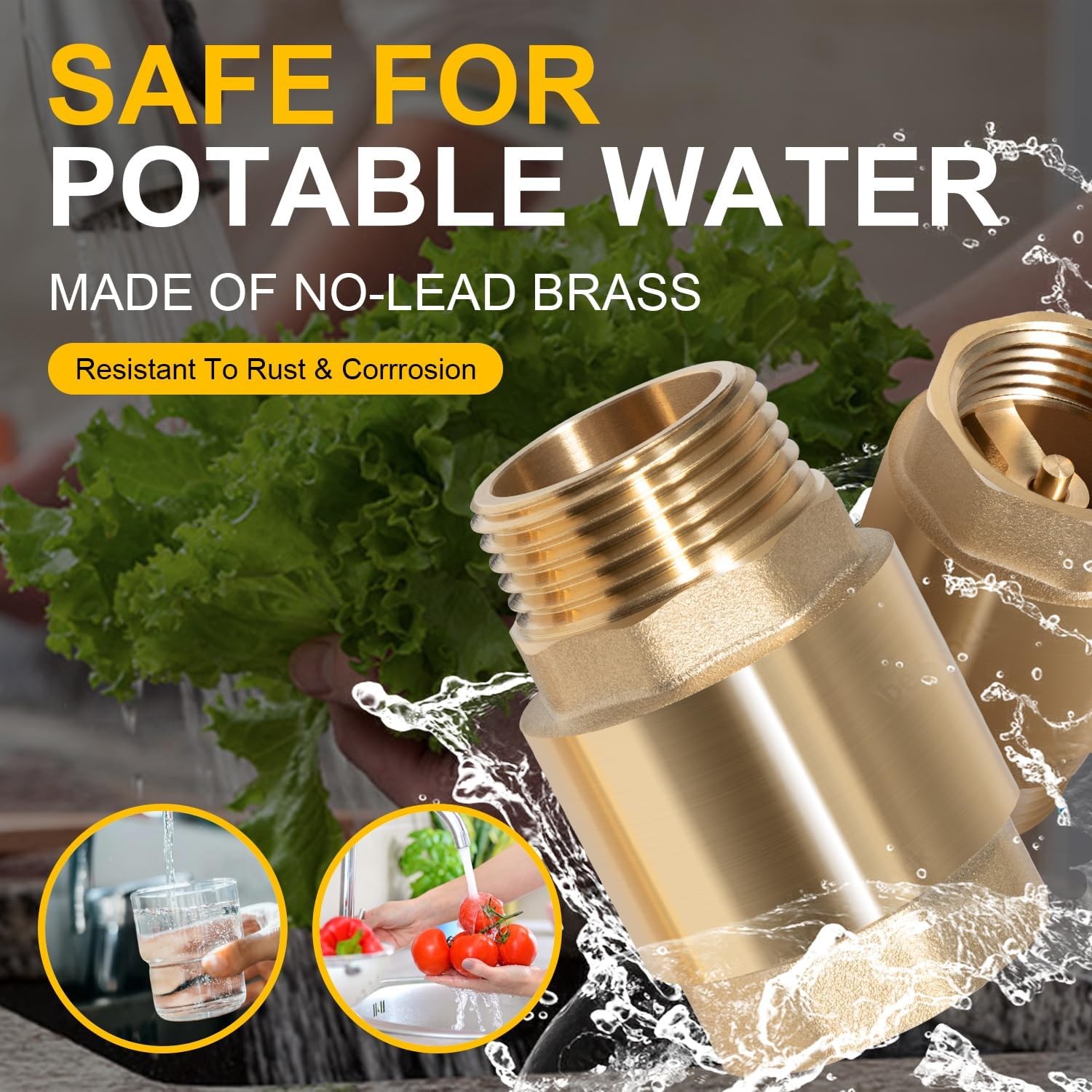 One Way Brass Check Valve 1" NPT Prevent Backflow Water Check Valve SP0465X-100