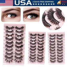 10/20 Pairs 3D False Eyelashes Mink Natural Extension Black Soft Lashes Makeup