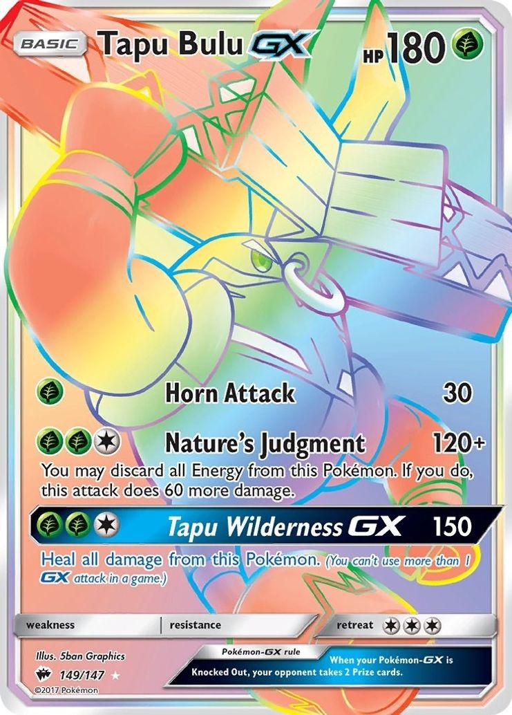 Tapu Bulu GX - 149/147 - Pokemon Burning Shadows Sun & Moon Secret Rare Card NM