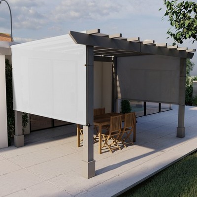 3-9ft Gray Pergola Replacement Shade Cover Sun Canopy Panels with Rod Pocket