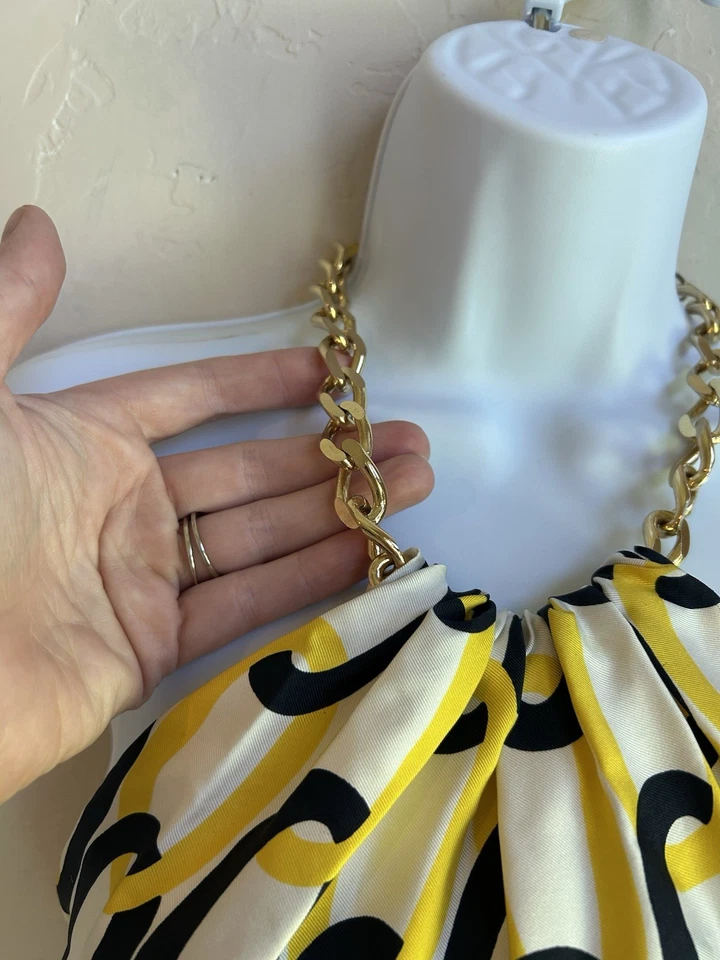 Vestido Halter Cadena Milly 4 Seda Italiano Resort Diseñador Fiesta Retro Dinero Antiguo Foto 4 de 4