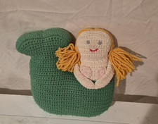 Handmade Crochet Mermaid Doll Mermaid Tail Pillow Plush Yarn Folk Art