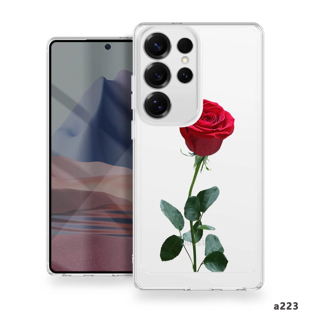 Samsung Galaxy S22 S23 S24 S25 A24 A25 Clear Floral Phone Case Cover  
