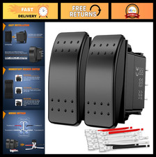 2 Pack Waterproof Momentary Rocker Switches 6 Pin DPDT Toggle 20A/12V for Cars,