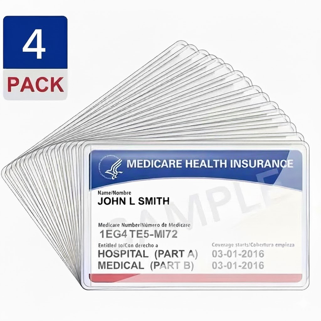 4 Medicare Card Holder Protector Sleeves Clear PVC For Credit Card Business Card