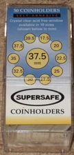 Pack of 50 SuperSafe 2x2 Self Adhesive 37.5mm Paper Coin Flips cardboard holders