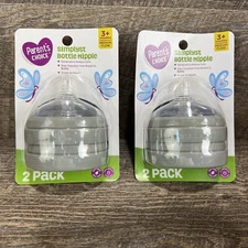 Lot of 2 New 2-Pack PARENT’S CHOICE SIMPLYST BOTTLE NIPPLE 3+ Months Med Flow