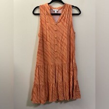 Nine West Drop Waist Sleeveless Zebra Print Dress in Clementine Orange - L
