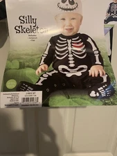 New Skeleton Costume Infant Baby Size 0-6 Months Halloween InCharacter