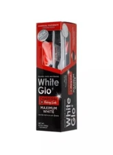 White Glo Charcoal + Baking Soda Toothpaste Maximum White w/ Grey Brush