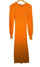 Zara Ribbed Midi bodycon dress preppy beach boho orange sz S