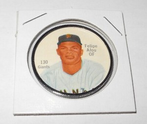 1962 Salada Baseball Coin Pin #130 Felipe Alou San Francisco Giants Near Mint