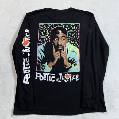 Poetic Justice Tupac Shakur グラフィックTシャツ Poetic Justice Tupac Black Long Sleeve Crew Neck Graphic T-Shirt