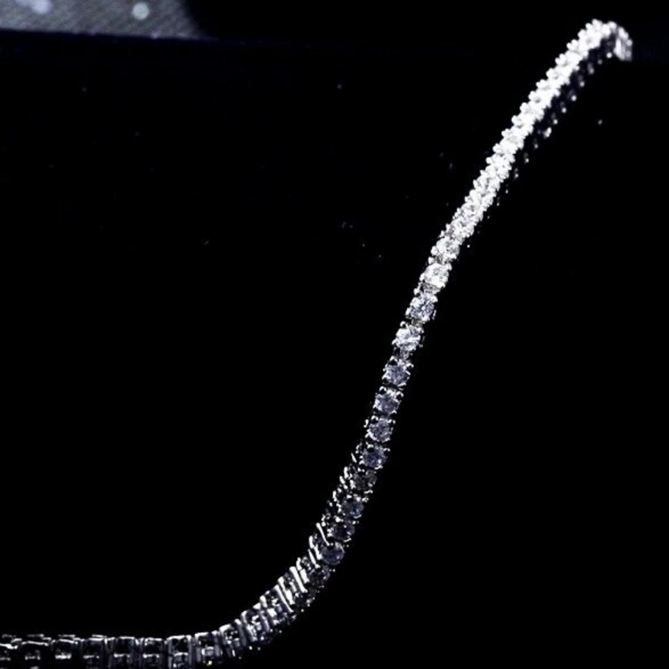 Pulsera tenis cadena cuentas cristal SWAROVSKI 18 cm oro blanco 18k gf hecha con Foto 3 de 4