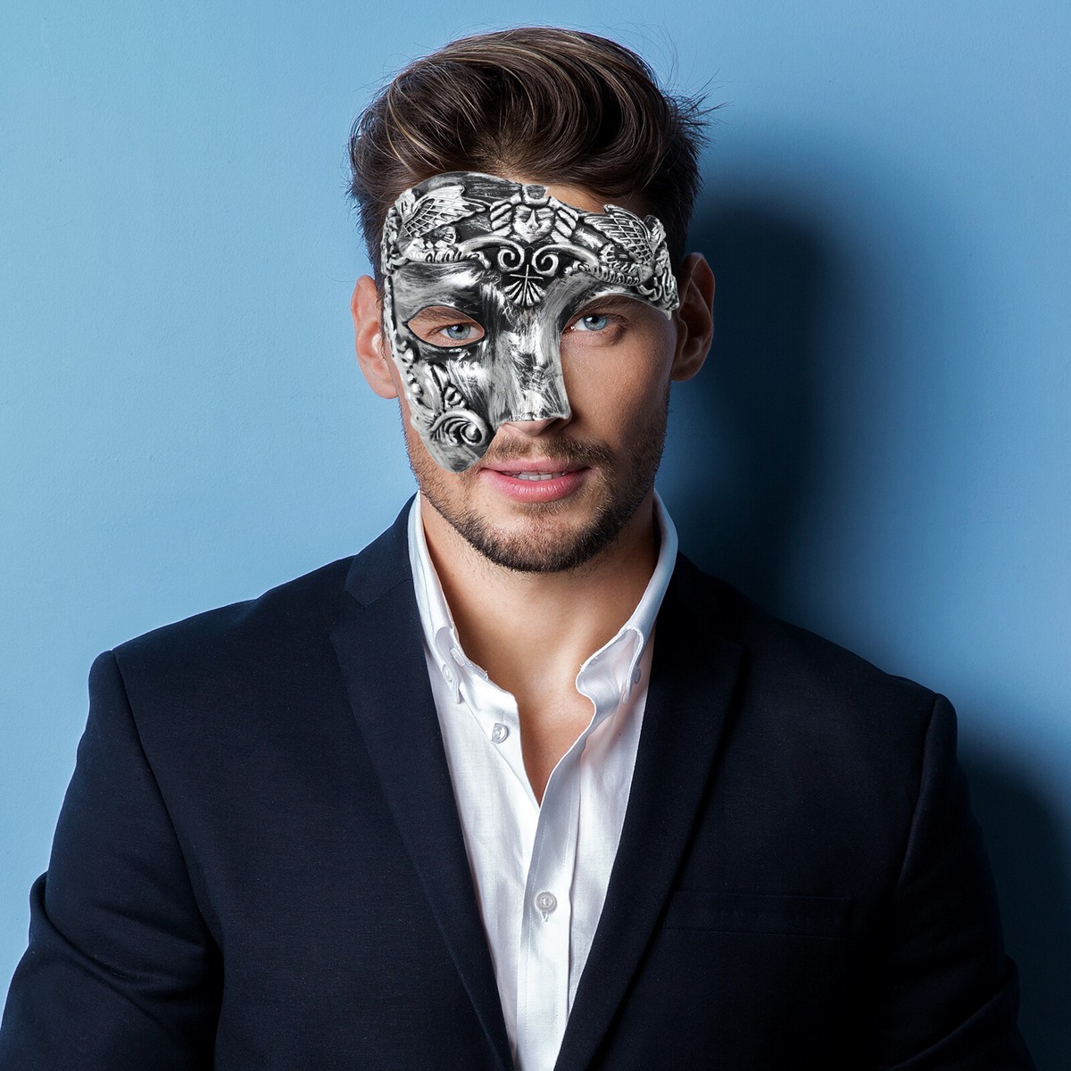 QYJMLH Maschere da Ballo Veneziane,Maschera retrò, Maschera Uomo Fantasma dell'Opera Mezza Maschera,veneziano party dress-up accessori per uomini e donne coppie Cosplay, oro argento QYJMLH Maschere da Ballo Veneziane,Maschera retrò, Maschera Uomo Fantasma dell'Opera Mezza Maschera,veneziano party dress-up accessori per uomini e donne coppie Cosplay, oro argento