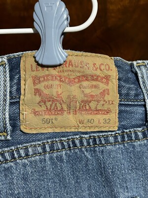 VTG 1981-84 501 Original Buttonfly Jeans 40x32 XX Patch Orange