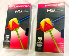 Memorex HS T-90 Video Cassette VHS Tapes - NEW SEALED -VINTAGE - HTF - LOT OF 2