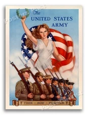 “United States Army Then Now Forever” 1940 Vintage WW2 Recruiting Poster - 11x14