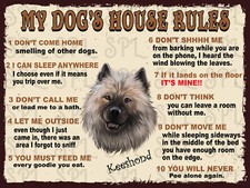 My dog's house rules Keeshond retro metal sign Plaque