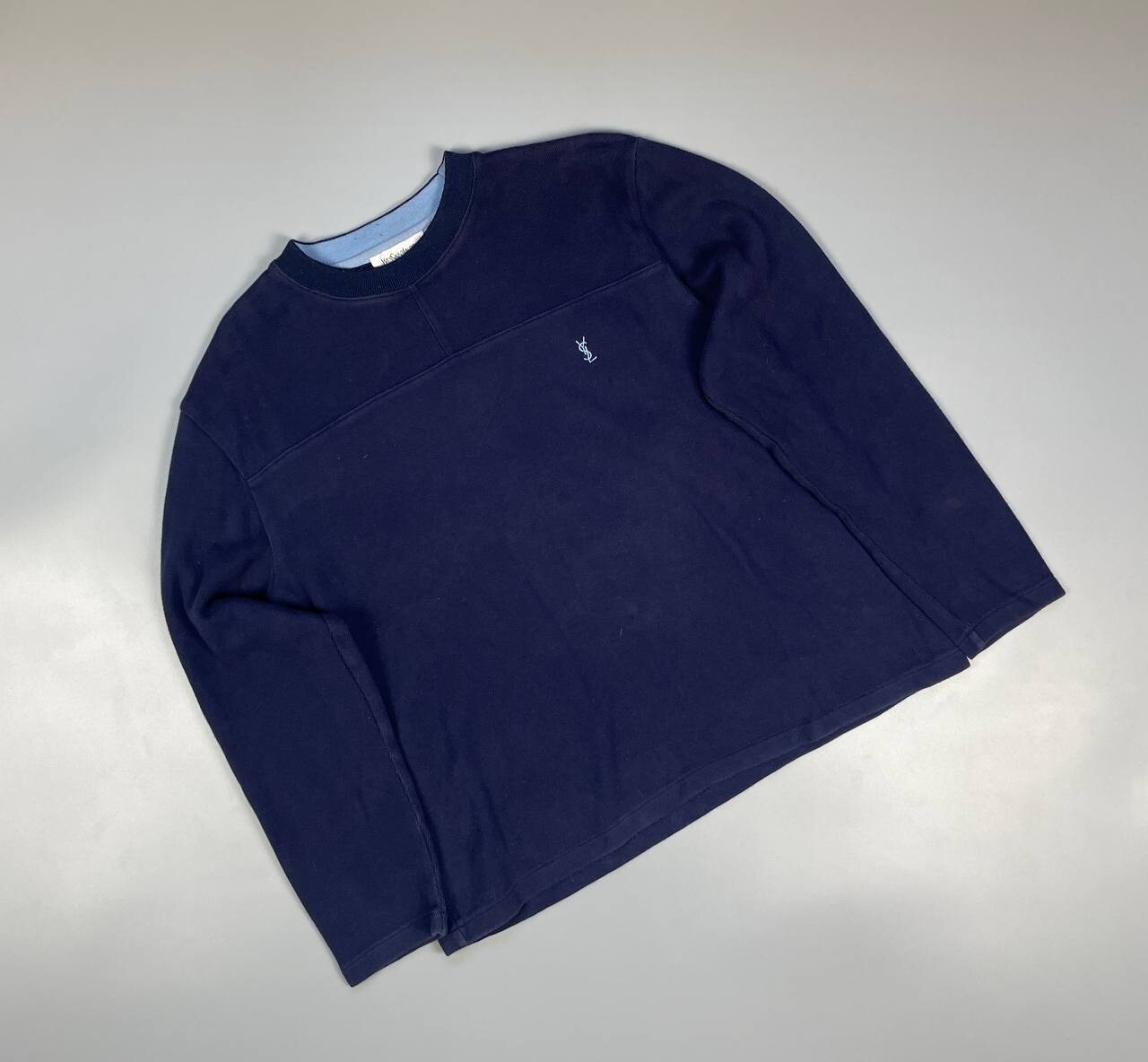 Felpa uomo vintage Yves Saint Laurent blu cotone logo YSL taglia L