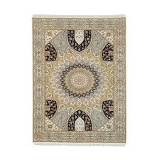 4'x6'1" Ivory 100% Wool Hand Knotted Nain Design 250 KPSI Rug G65308