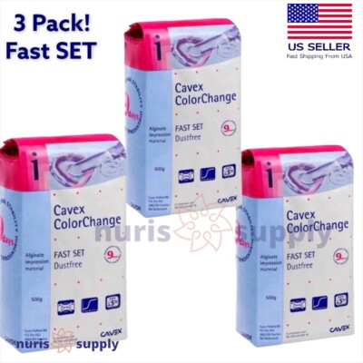 3 Pack, Cavex Color-Change Alginate Impression Material, Fast Set 3x500gr