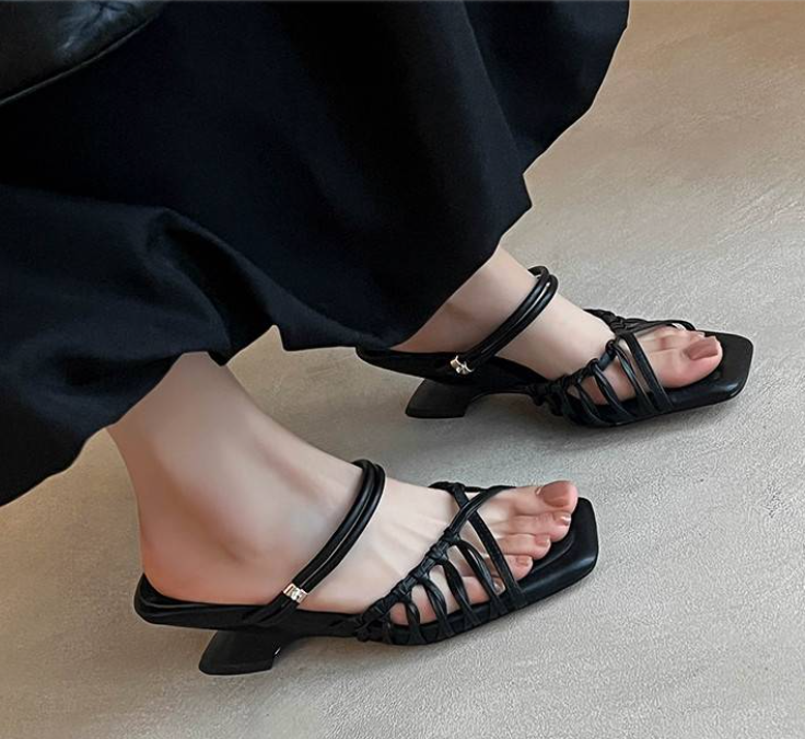 PANTOFOLA D’ORO Scarpe sandali ciabatte da spiaggia donna moda punta aperta tessuto tacco medio mules