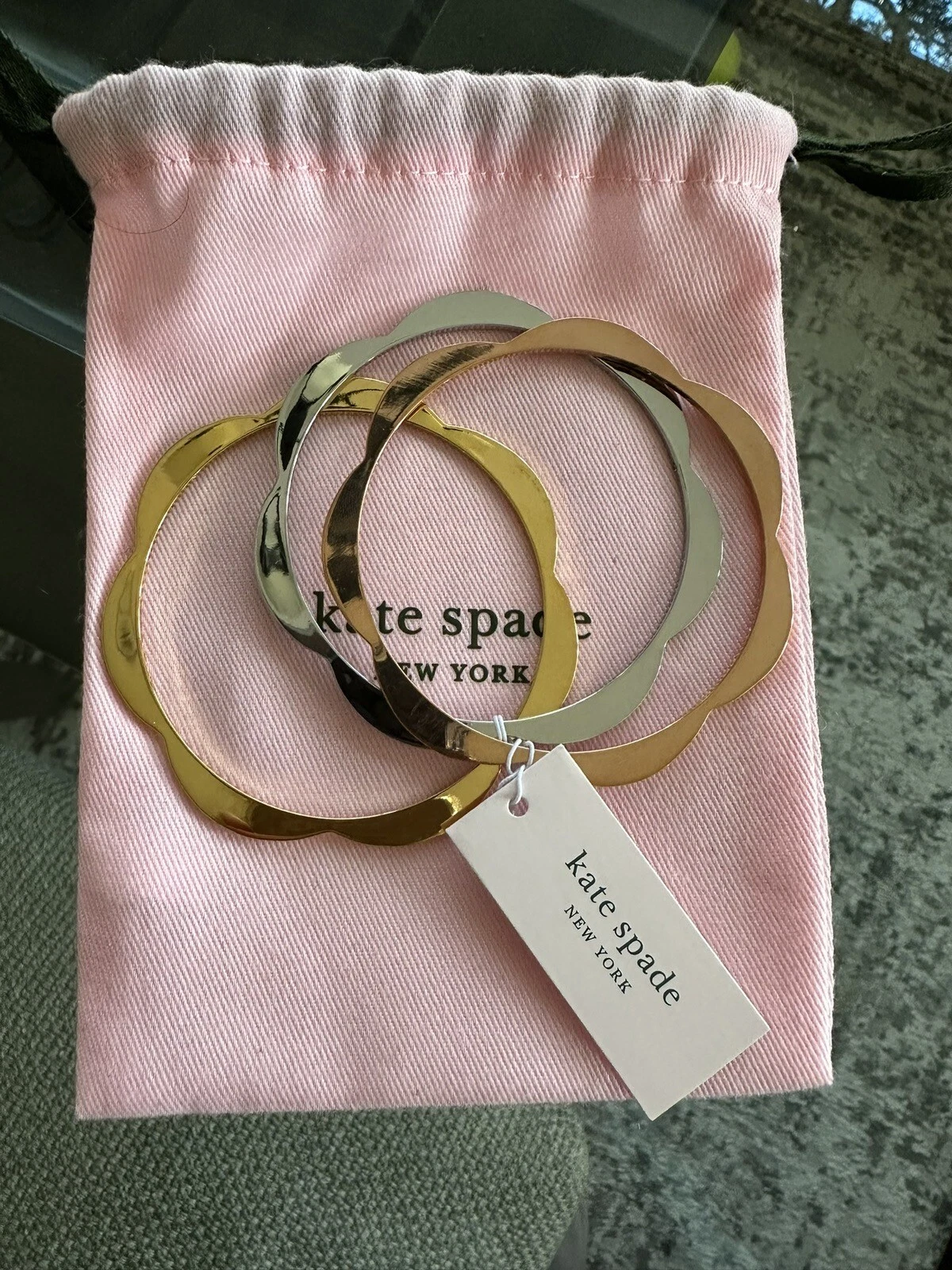Set Braccialetto Kate Spade Oro Rosa Argento Oro Nuovo con Etichetta e Borsa
