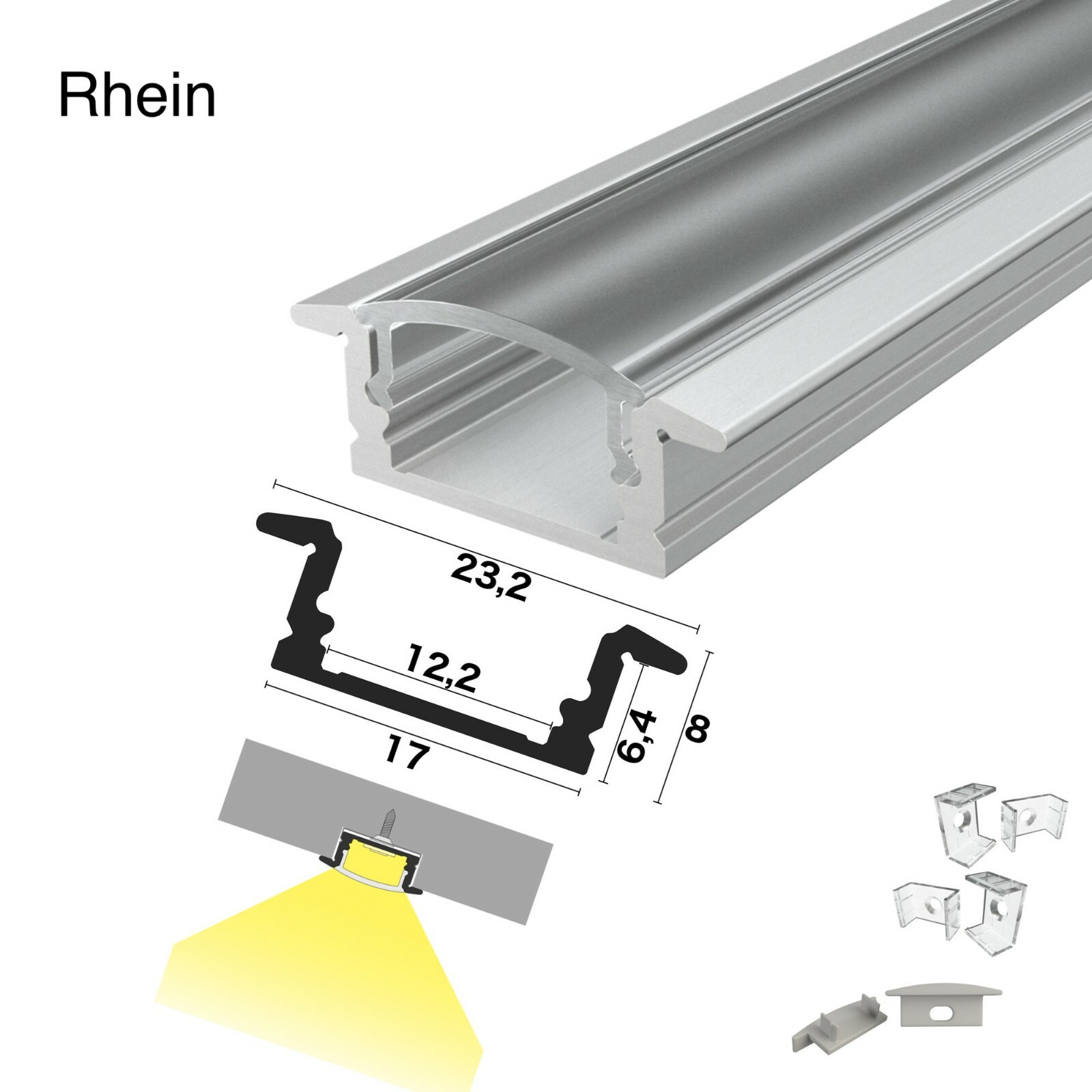 Brollux LED Eckprofil V24 Set 20m (10x2m) Alu Profile 45 Grad Ecke Aluminium Für LEDs Strip Lichtleiste Ohne Leuchtmittel