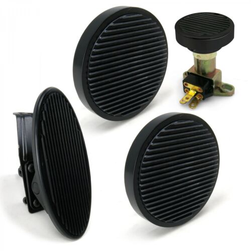 Oval Floor Mount Gas Pedal, Round Brake/Clutch/Dimmer Pad Black Billet muscle - Picture 2 of 19