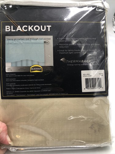 Blackout Curtains Eclipse Thermal Curtain Single Panel 42”x84” Rid Pocket Cafe - Picture 2 of 4