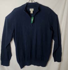 LL Bean Men L Blue Pullover Long Sleeve 95 Cotton 5 Cashmere winter Sweater