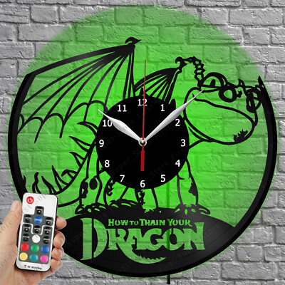 LED Clock How to Train Your Dragon Vinyl Record Wall Clock Led Light Clock 4521