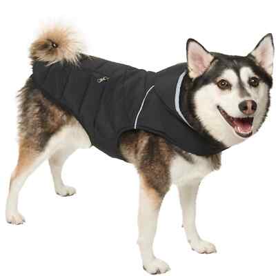 Pajar Pup Large Dog Jacket Quilted Fleece Lined Hood Reflective Denver Black