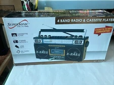 NOS NIB! QFX J-22U Retro Collection 4-Band Radio + Bluetooth + Cassette to MP3