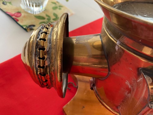 Pair of Antique Brass Carriage Lights, Electric and On Hanging Wood Plaque 18" - Picture 5 of 19