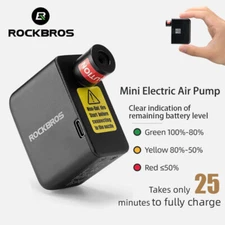 ROCKBROS Bike Electric Air Pump Portable 100PSI Tire Inflator Type-C Rechargable