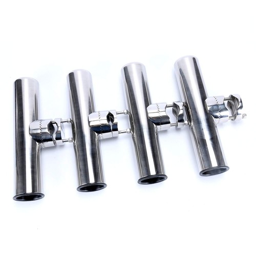 4 Pack Fishing Rod Holder Adjustable Stainless Steel Rail Mount Rails 7/8" to 1" - Picture 5 of 11