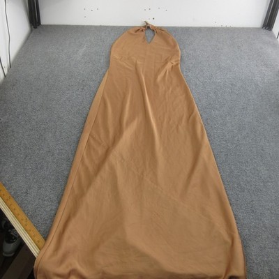 Show Me Your MuMu Dress Womens S Beige Halter Maxi Sleeveless Tie Back Gown