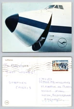Lufthansa Airplane Postcard Vintage Airline Aviation Art