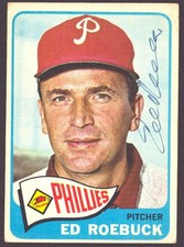 ED ROEBUCK 1965 Topps #52 AUTOGRAPH PHILLIES Auto Signed Dodgers Senators d.2018
