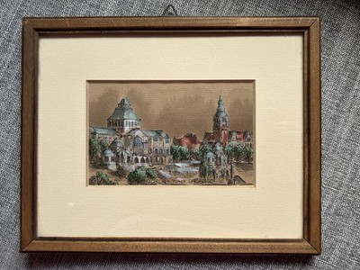 Vintage handgemalt Stettin Wały Chrobrego Stadtbild von Wilczyński gerahmt