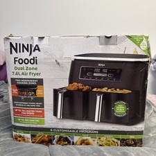 NEW Ninja Foodi 7.6L Dual Zone Air Fryer - Grey (AF300UK) - BNIB with cookbook