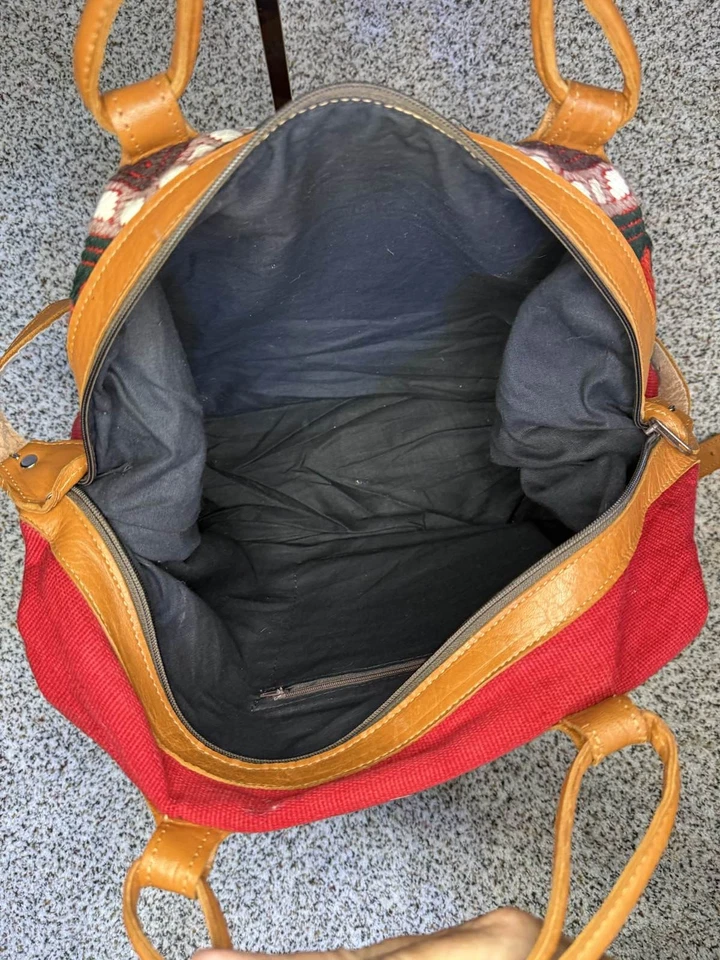 Bolso de Lona de Viaje Guatemalteco Tejido Bordado Cuero Fin de Semana Boho Foto 2 de 4