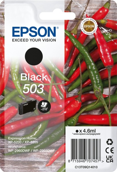Original Epson Tintenpatrone 503 Schwarz C13T09Q14010 FüR Xp 5200 5205 Wf 2965-image