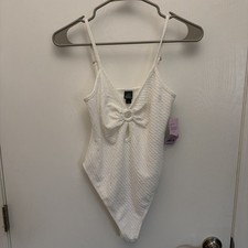 Wild Fable Spaghetti Strap Bodysuit Womens Size Small White