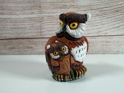 Owl figurine Zoonies of Peru Mom and Baby vintage